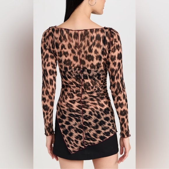 Free People Intimately Something Extra Leopard Print Sheer Tunic with Ruching - Picture 5 of 11